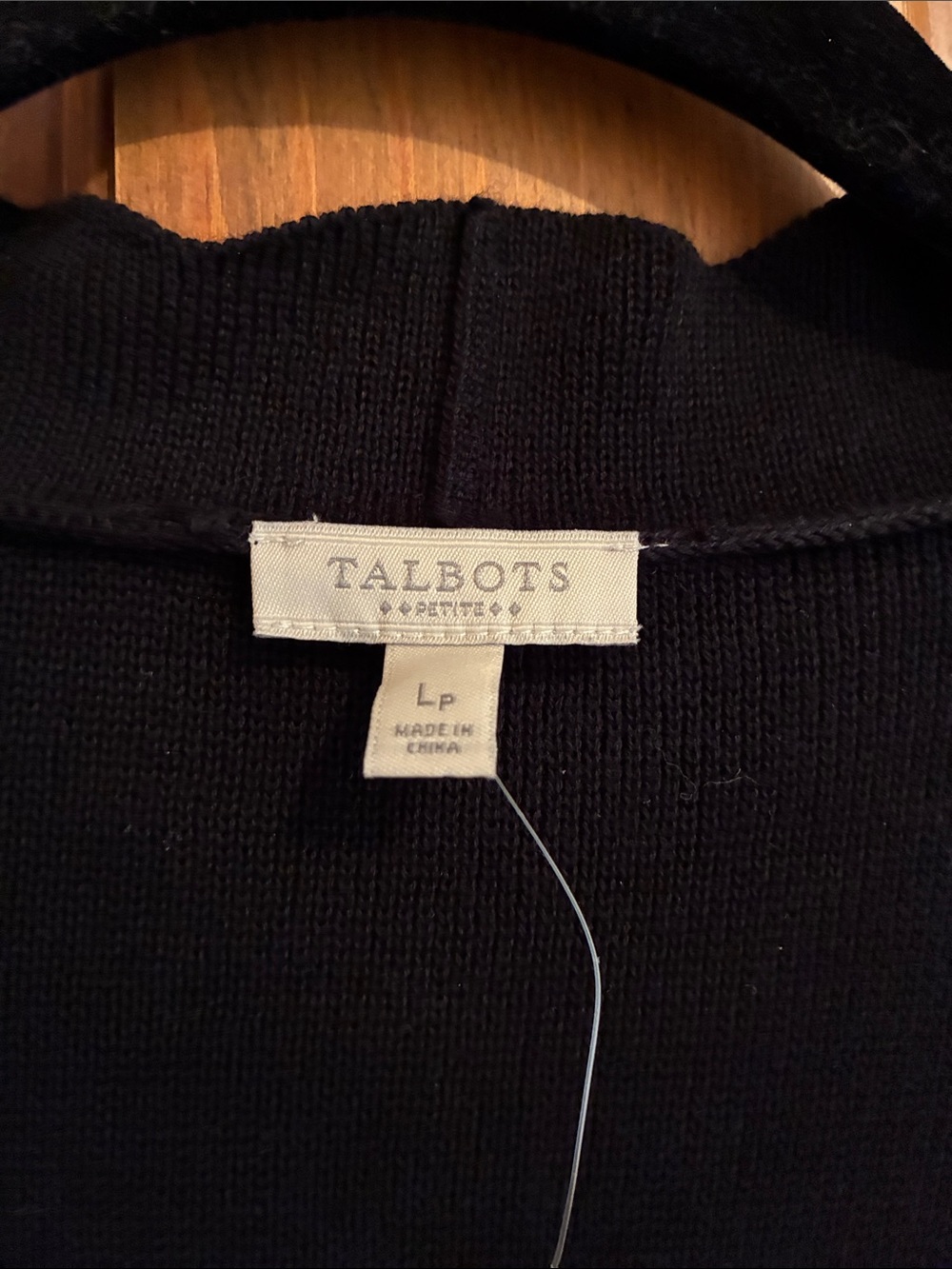 Talbots Black Knit Scallop-Trim Cardigan/Open Jacket NWT - Picture 2 of 6